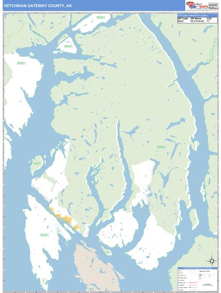 Ketchikan County, Alaska Zip Code Wall Map | Maps.com.com