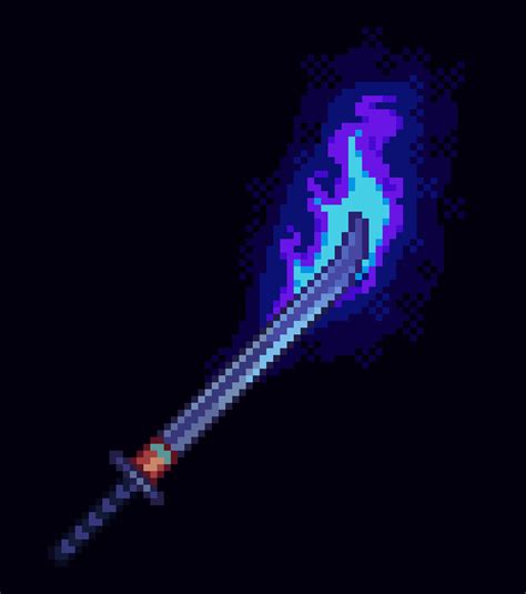 Flaming Katana, me, pixel art, 2021 : r/Art