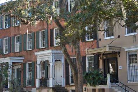 Colorful Homes of Downtown Savannah, Georgia Stock Image - Image of ...