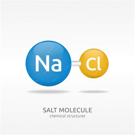 Molécula de cloreto de sódio, vetor de estruturas químicas de sal | Vetor Premium