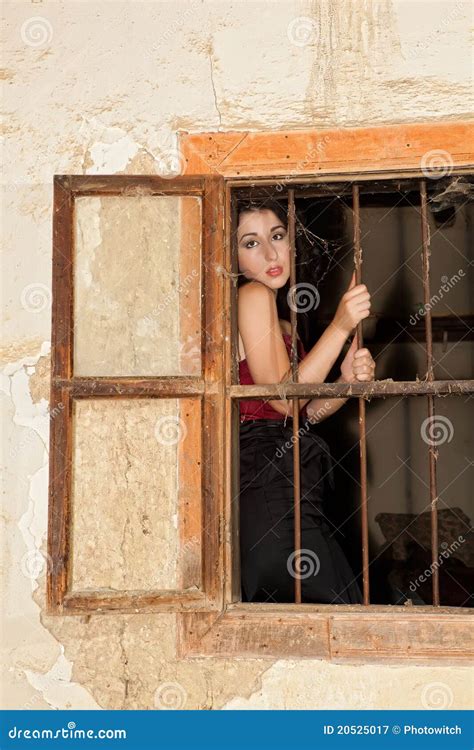 Sad woman behind bars stock image. Image of adult, grunge - 20525017