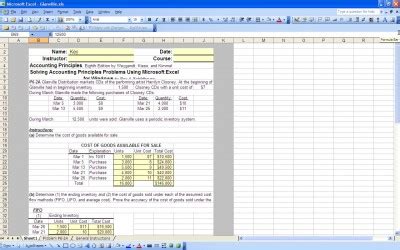 Cogs Worksheet Excel Template Database