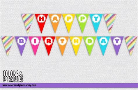 Items similar to DIY Triangle Birthday Banner, Happy Birthday Printable Banner, Triangle ...