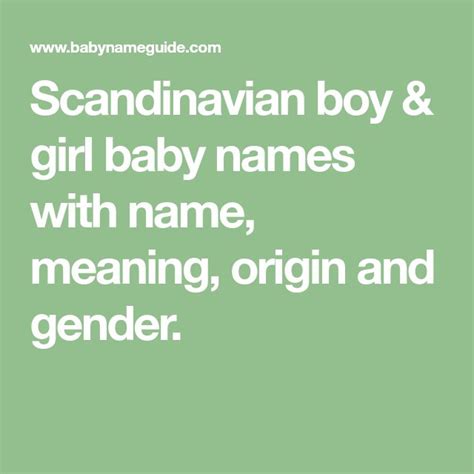 Scandinavian boy & girl baby names with name, meaning, origin and ...