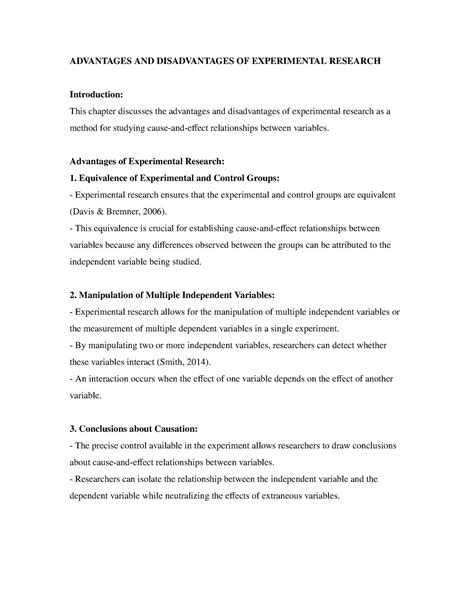 Advantages AND Disadvantages OF Experimental Research - ADVANTAGES AND ...