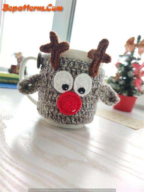 Cute Crochet Mug Cover Ideas -Free Beginners | Crochet xmas, Crochet ...