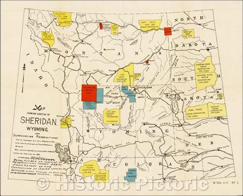 Historic Map - Map Showing Location of Sheridan, Wyoming and Surroundi - Historic Pictoric