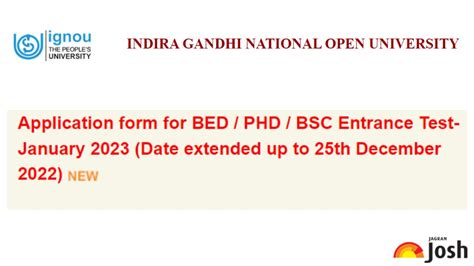 IGNOU Admission 2023: BEd, PhD, Post Basic BSc Nursing Entrance Tests Registration Deadline ...