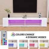 EPOWP LED TV Stand Modern Entertainment Center with Storage High Gloss Gaming Living Room ...