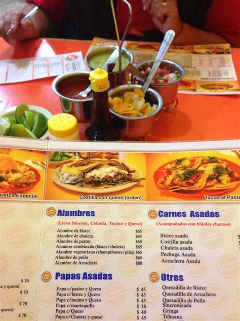 Menu at La Guelaguetza, Pachuca, Carretera Pachuca-Tulancingo