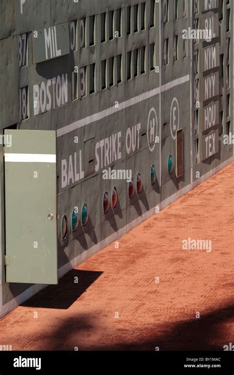 Open door on the Green Monster scoreboard at Fenway Park Boston ...