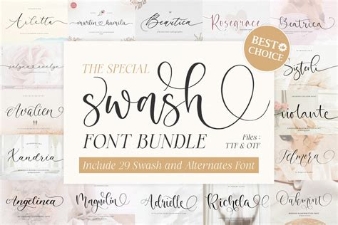 Swash Font Font Bundle, Script Font, Swirly Font, Font With Tails ...