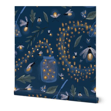 Catching Fireflies - Wallpaper Jumbo Wallpaper | Spoonflower