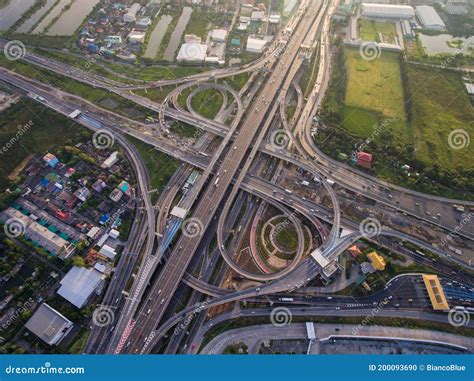 Busy Highway Junction from Aerial View Stock Photo - Image of route, intersection: 200093690