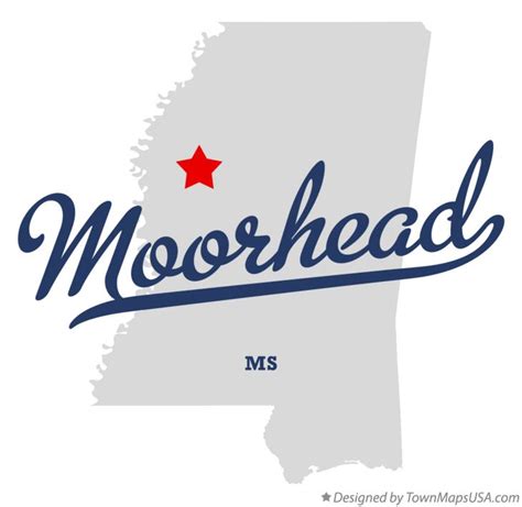 Map of Moorhead, MS, Mississippi