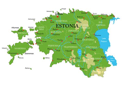 Estonia Physical Map Stock Illustration - Download Image Now - iStock