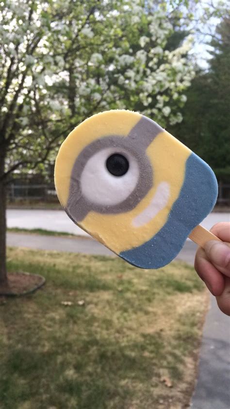 Minion Popsicle with gum ball eyeball from a local ice cream truck ...