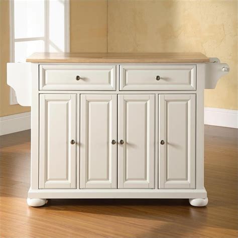 Crosley Furniture Alexandria Natural Wood Top Kitchen Island in White ...