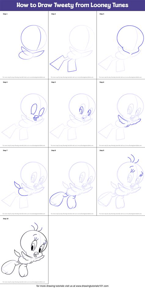 How to Draw Tweety from Looney Tunes printable step by step drawing ...