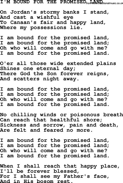 Johnny Cash song: I'm Bound For The Promised Land, lyrics