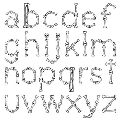 Premium Vector | Bone font alphabet letters