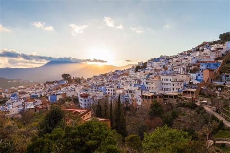 Night Aerial View Of Chefchaouen, Morocco Stock Photo - Image of ...