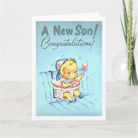 Vintage - Congratulations on Your New Son, Card | Zazzle.com