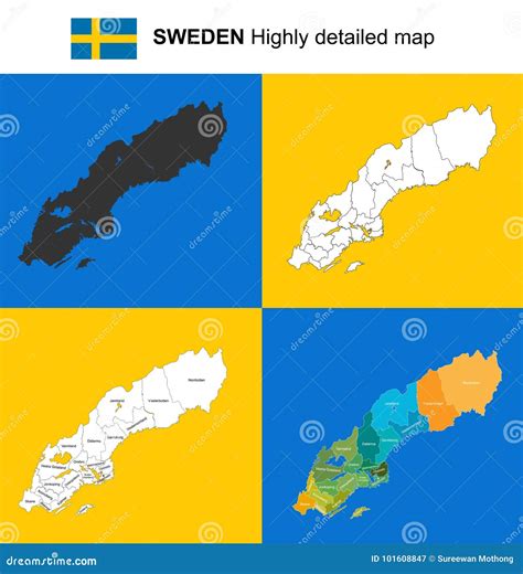 Sweden - Vector Highly Detailed Political Map with Regions, Prov Stock Vector - Illustration of ...