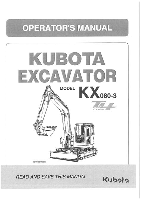 Kubota Hydraulic Excavator Tier 4 - Model KX080-3 Operators Manual