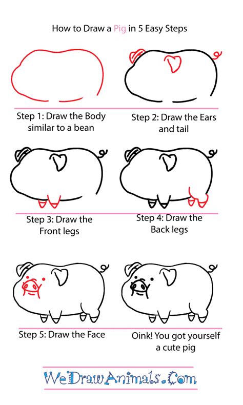 Pig Drawing For Kids Step By Step - Learn how to draw a peppa pig for kids, easy and step by step.