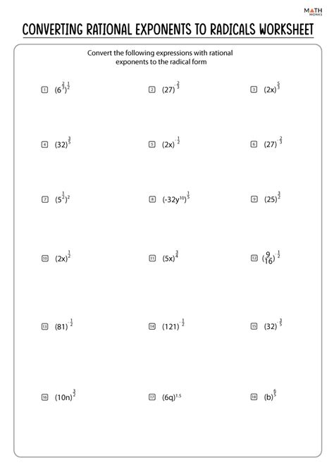 Radicals And Rational Exponents Worksheets Answers