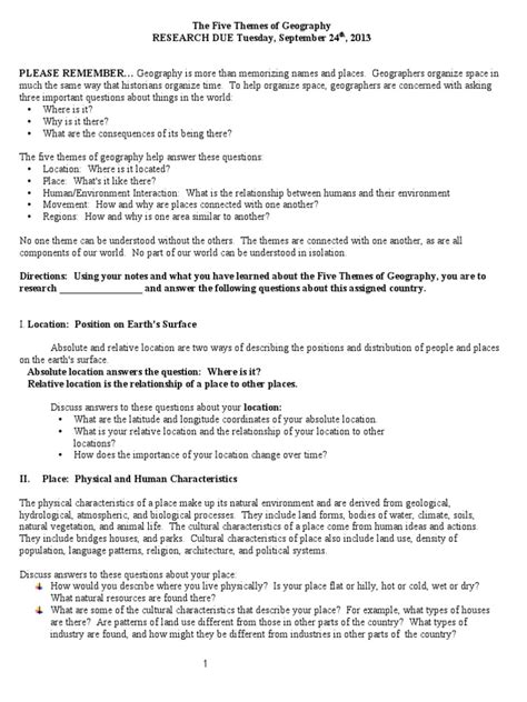 Five Themes of Geography Project | PDF | Natural Environment | Geography