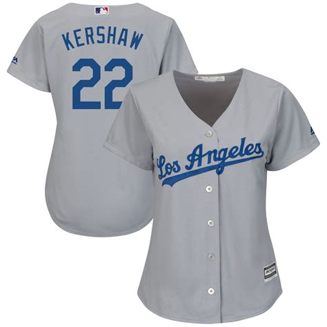 Women's Los Angeles Dodgers Clayton Kershaw Majestic Road Gray Cool Base Replica Player Jersey