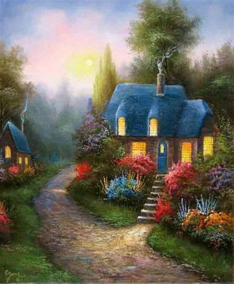 268 best images about Pretty paintings of Country Scenes on Pinterest | Folk art, Cottages and Amish