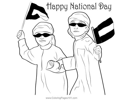 Celebrations National Day Coloring Page for Kids - Free National Day - UAE Printable Coloring ...