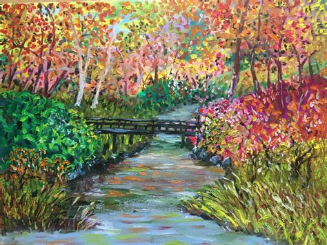 Old Bridge in the Woods Painting by Bill Neary