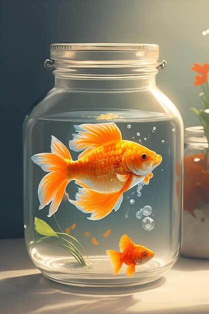 Premium AI Image | Goldfish in a jar Three Wishes Maker Background for ...