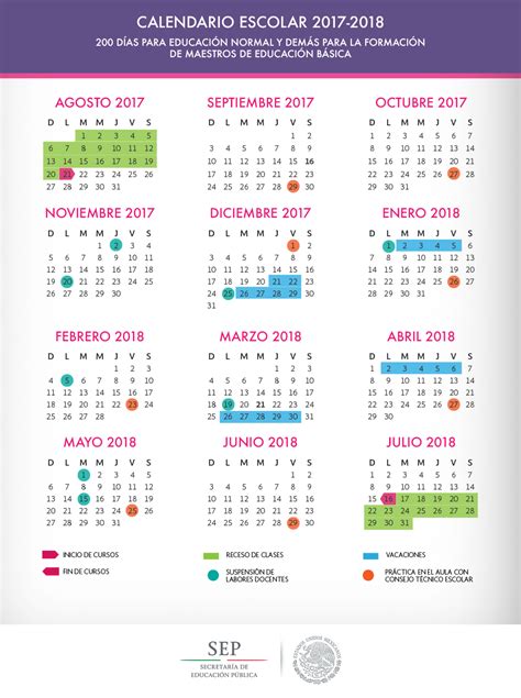 Calendario Escolar 2017 A 2018 Sep Oficial