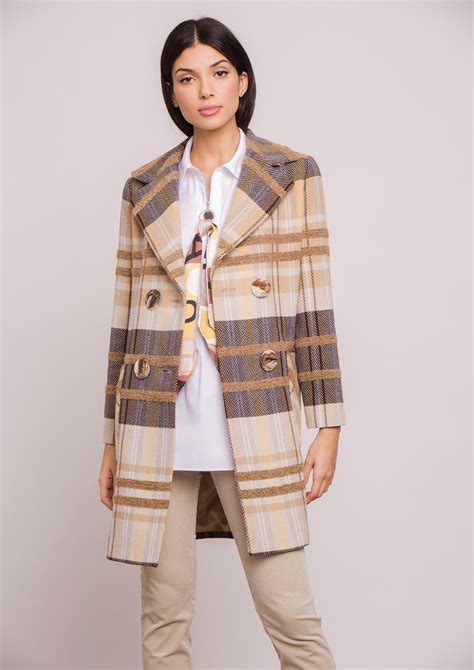 Checked coat.