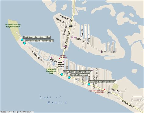 Fort Myers Beach Hotels Map from Southwest Florida Traveler