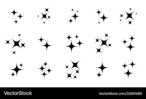 Star sparkles glittery twinkle set Royalty Free Vector Image