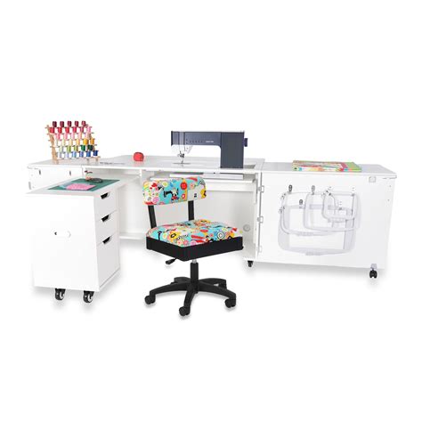 Arrow Sewing 106'' x 37.5'' Foldable Sewing Table with Sewing Machine Platform and Wheels | Wayfair