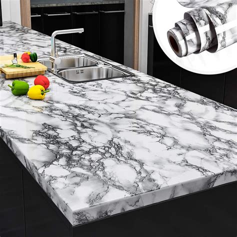 Amazon.com: Yenhome 24"x200" Grey Marble Wallpaper Peel and Stick Counter Top Stick Paper Grey ...