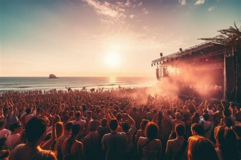 Premium AI Image | Crowd of people at the concert beach scene