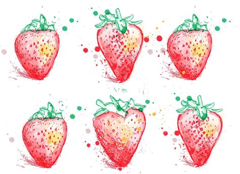 Free Vector | Strawberry set watercolor vector colorful splash textures