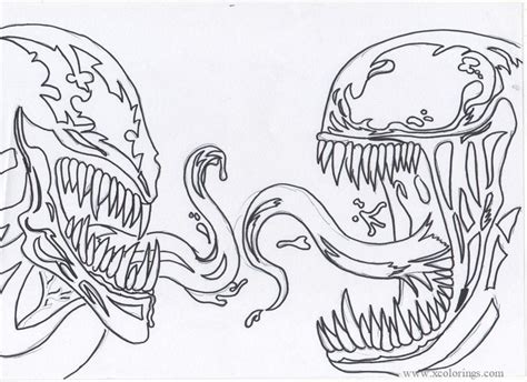 Heads of Carnage and Venom Coloring Pages - XColorings.com