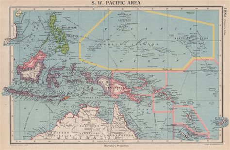 SOUTH-WEST PACIFIC shows Japanese-occupied Micronesia. Caroline Islands ...