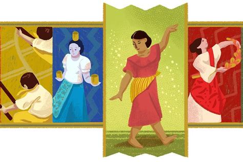 three paintings of people in different colors and sizes, one with a ...