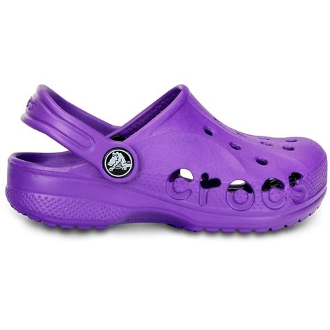 Crocs Kids Baya Shoe Neon Purple, A twist on the Classic Crocs slip on shoe - Kids from Jellyegg UK