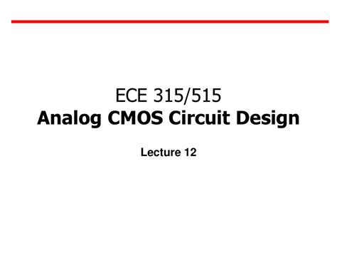 Analog CMOSLecture 12 | Slides Analog Electronics | Docsity